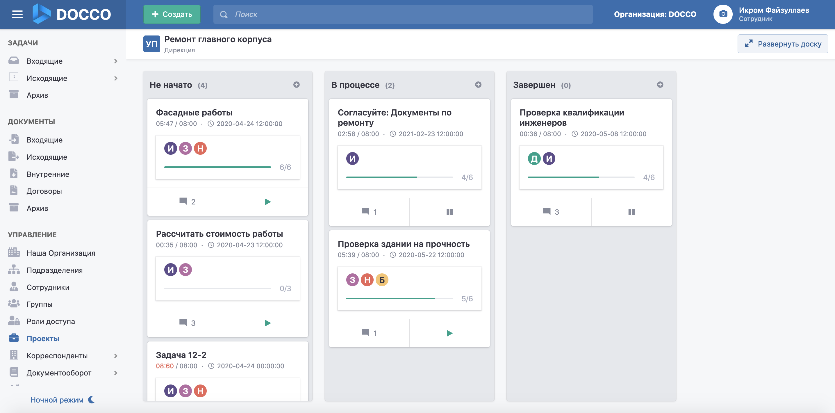 Vazifalar paneli (Kanban)